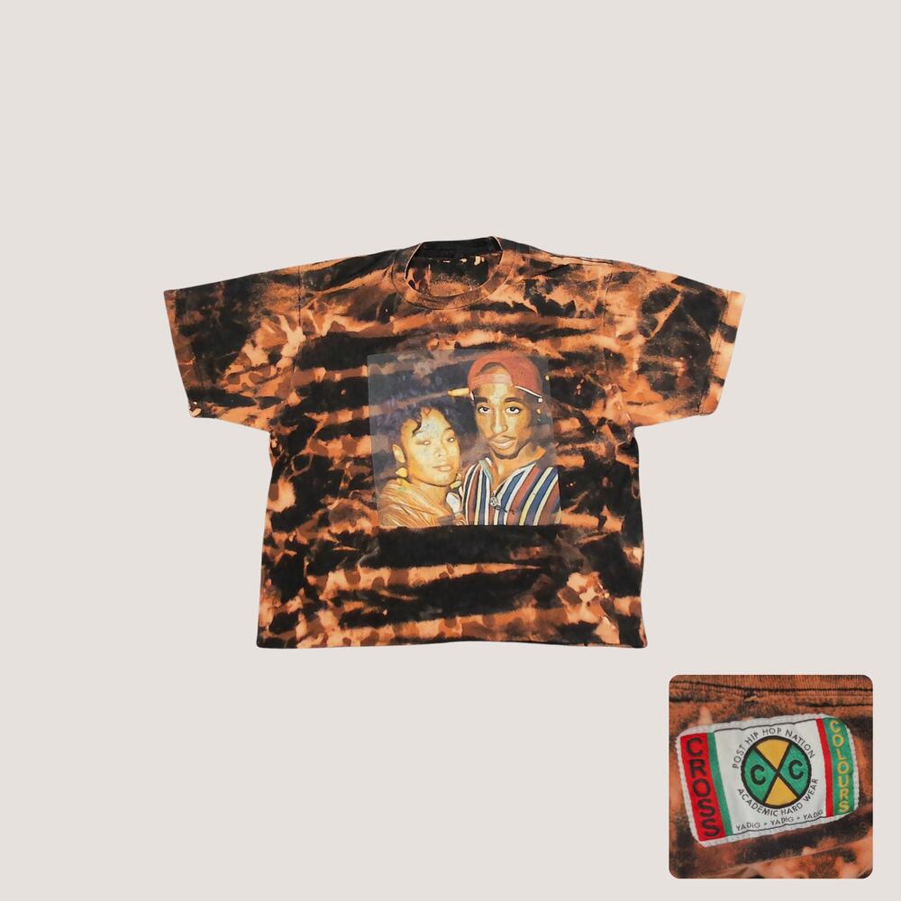 Cross Colours Tupac Da Brat Bleached Rework Crop L